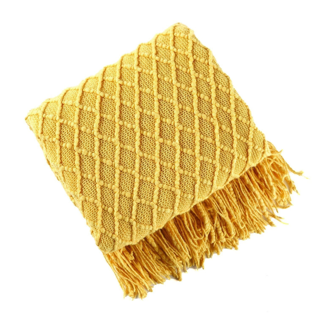 Soft Cozy Sofa Knitted Blanket with Tassels