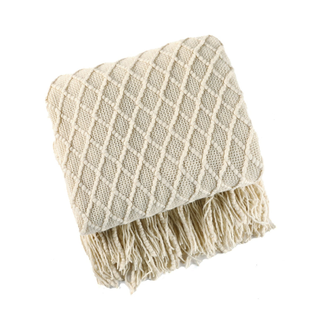 Soft Cozy Sofa Knitted Blanket with Tassels