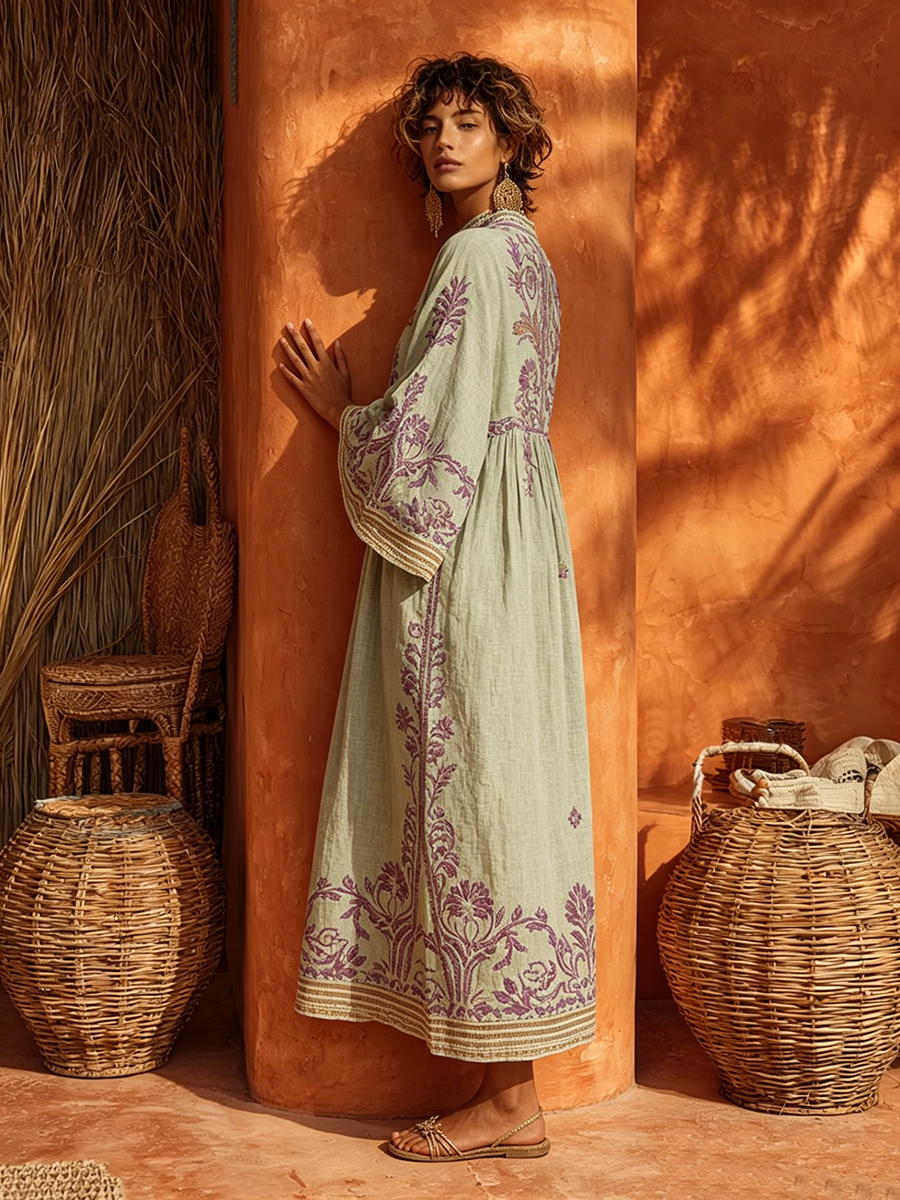 Women's Bohemian Dress – Mediterranean Print Summer Style