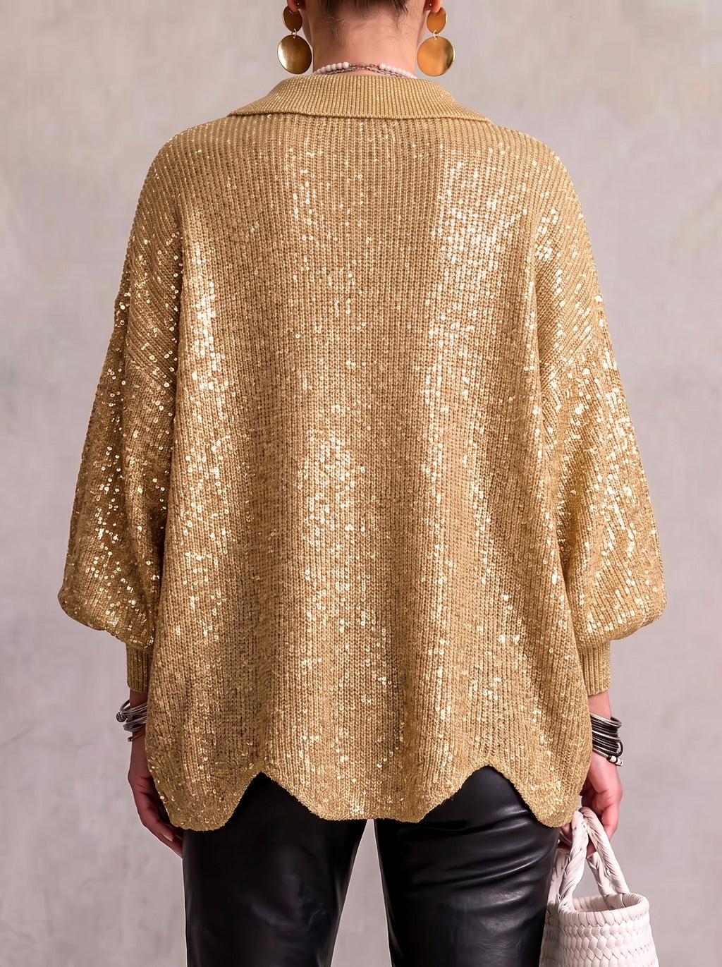 Gold-Button Knit Cardigan - Elegant and Soft