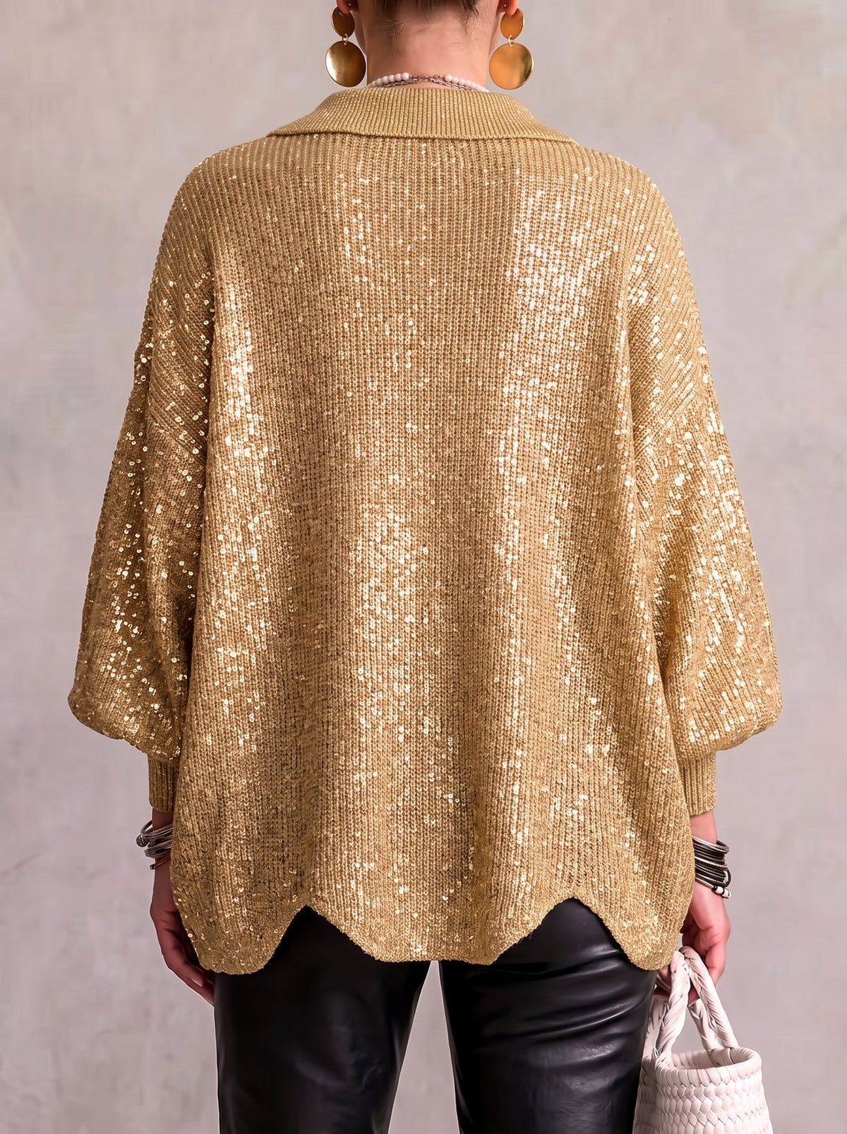 Gold-Button Knit Cardigan - Elegant and Soft