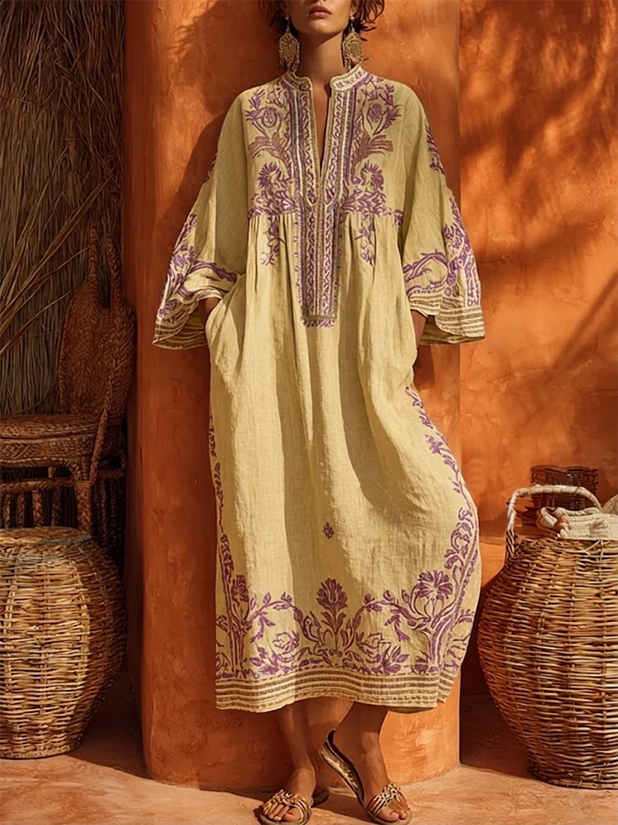 Women's Bohemian Dress – Mediterranean Print Summer Style