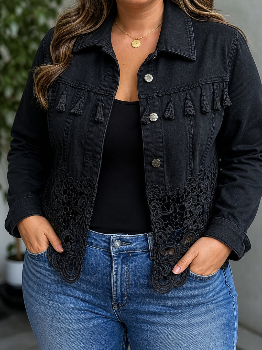 Short Fringe Lace Jacket - Boho and Chic