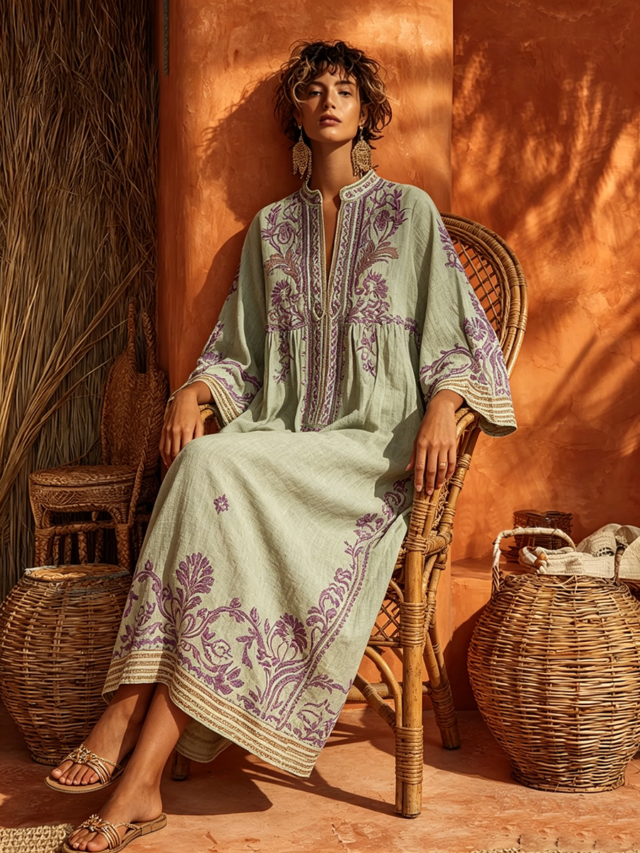 Women's Bohemian Dress – Mediterranean Print Summer Style