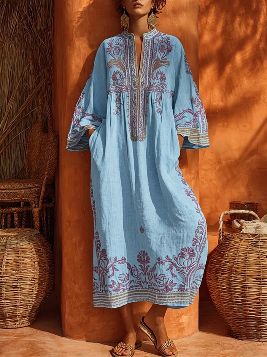 Women's Bohemian Dress – Mediterranean Print Summer Style