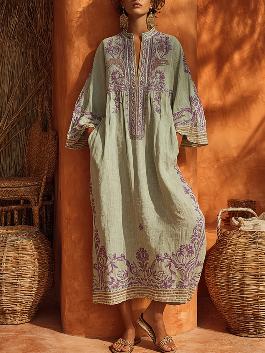 Women's Bohemian Dress – Mediterranean Print Summer Style