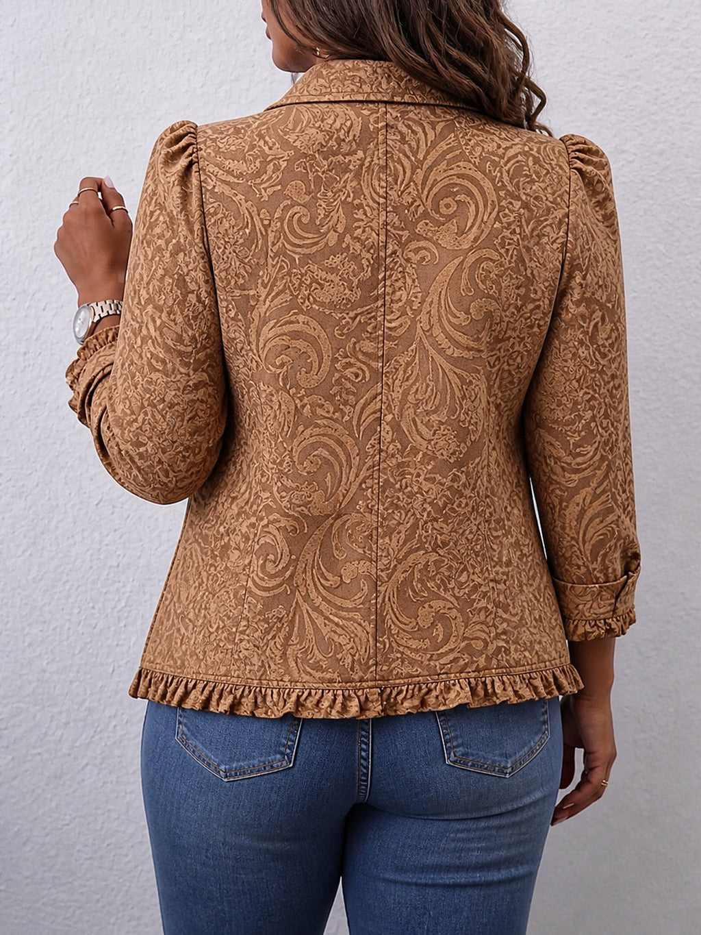 Floral Ruffle Jacket - Feminine and Warm