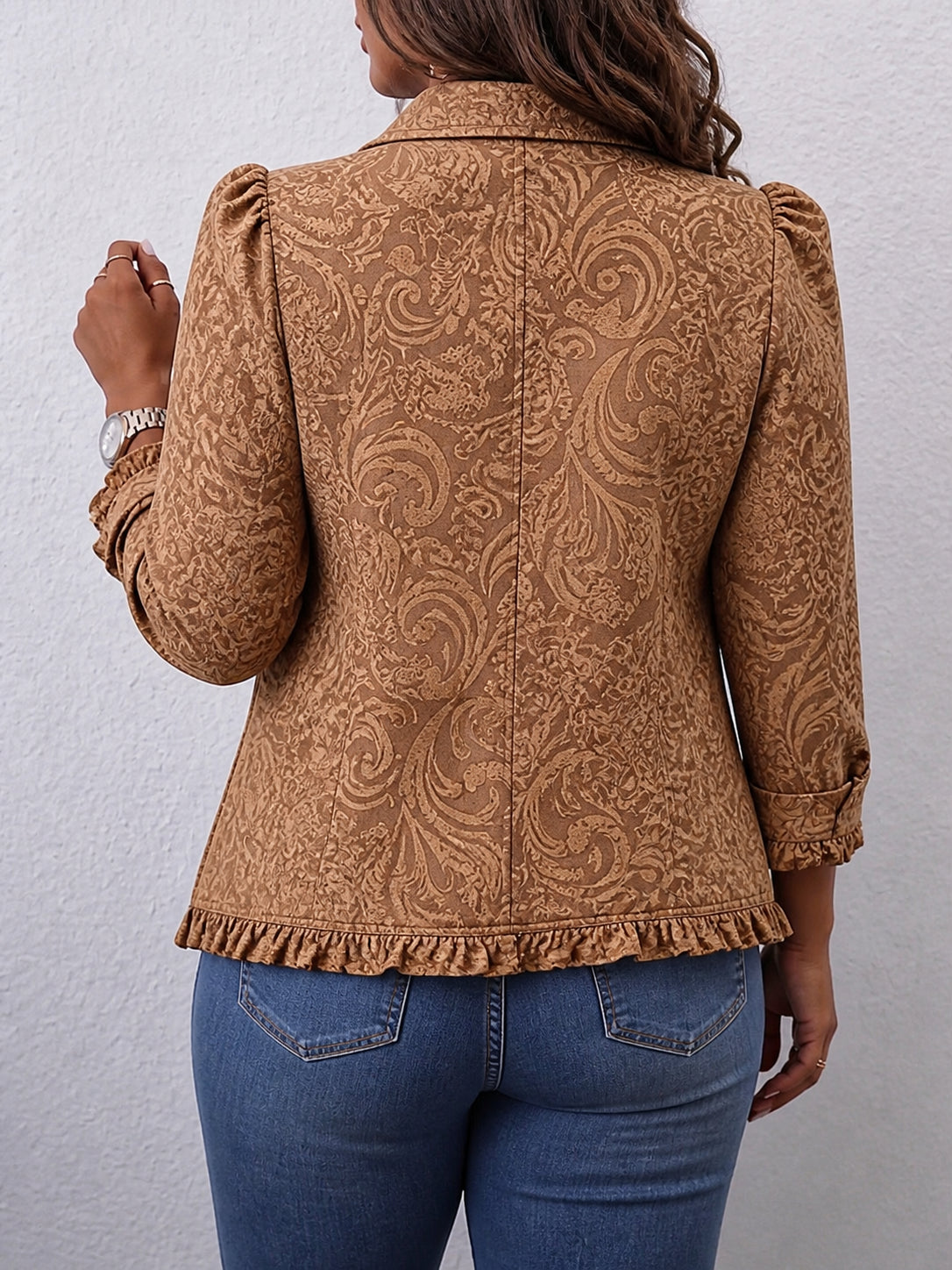 Floral Ruffle Jacket - Feminine and Warm