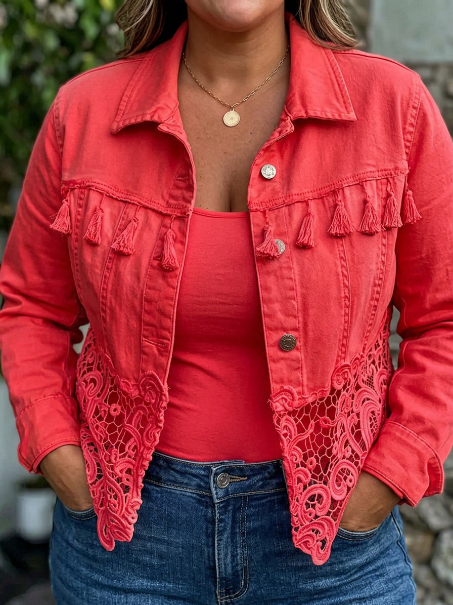 Short Fringe Lace Jacket - Boho and Chic
