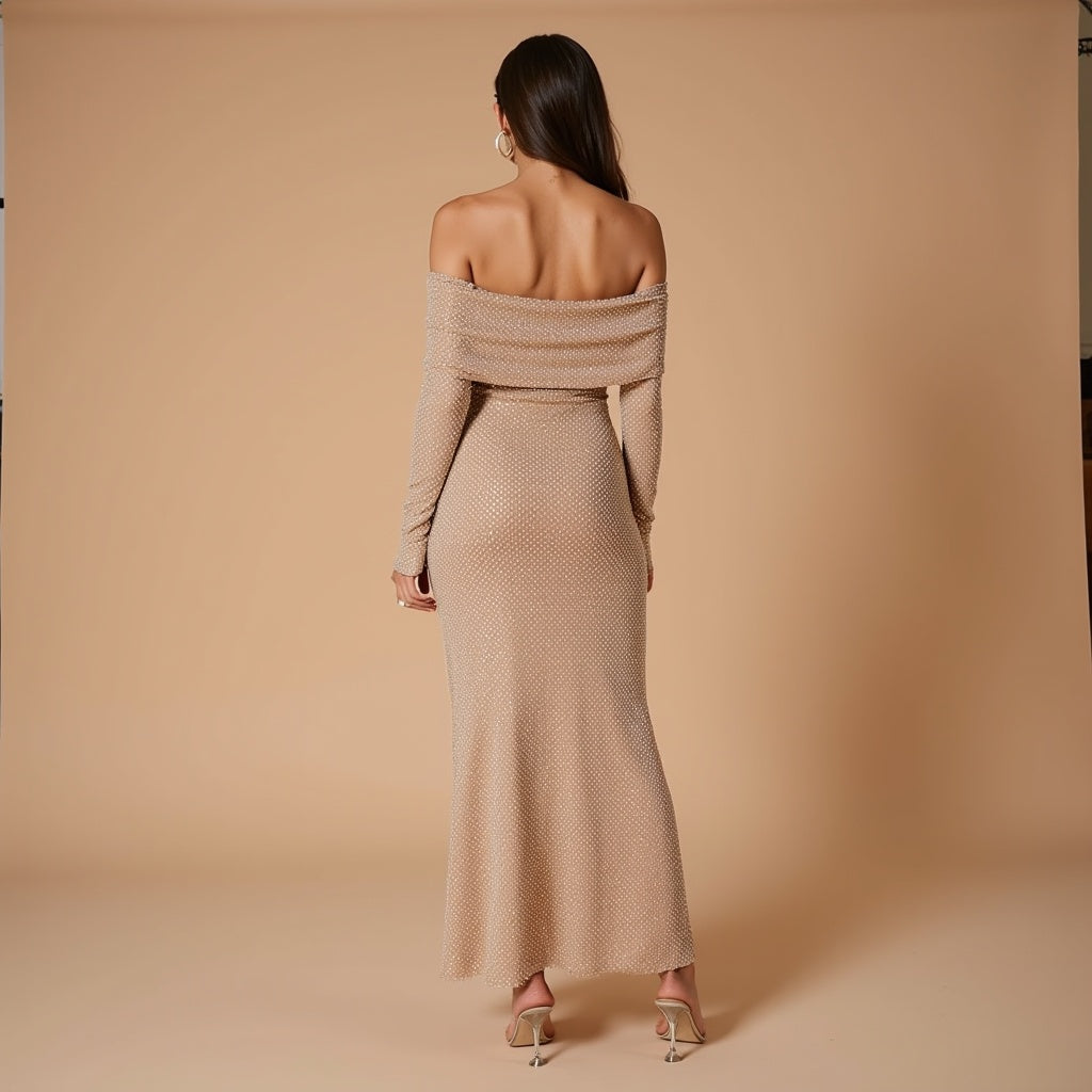 Women's Off-Shoulder Dress – Elegant Feminine Occasion Dress