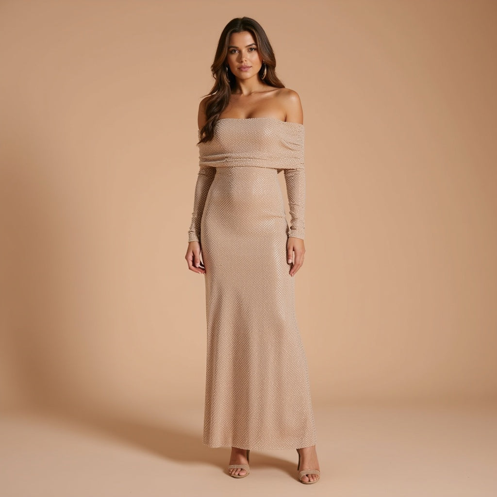 Women's Off-Shoulder Dress – Elegant Feminine Occasion Dress