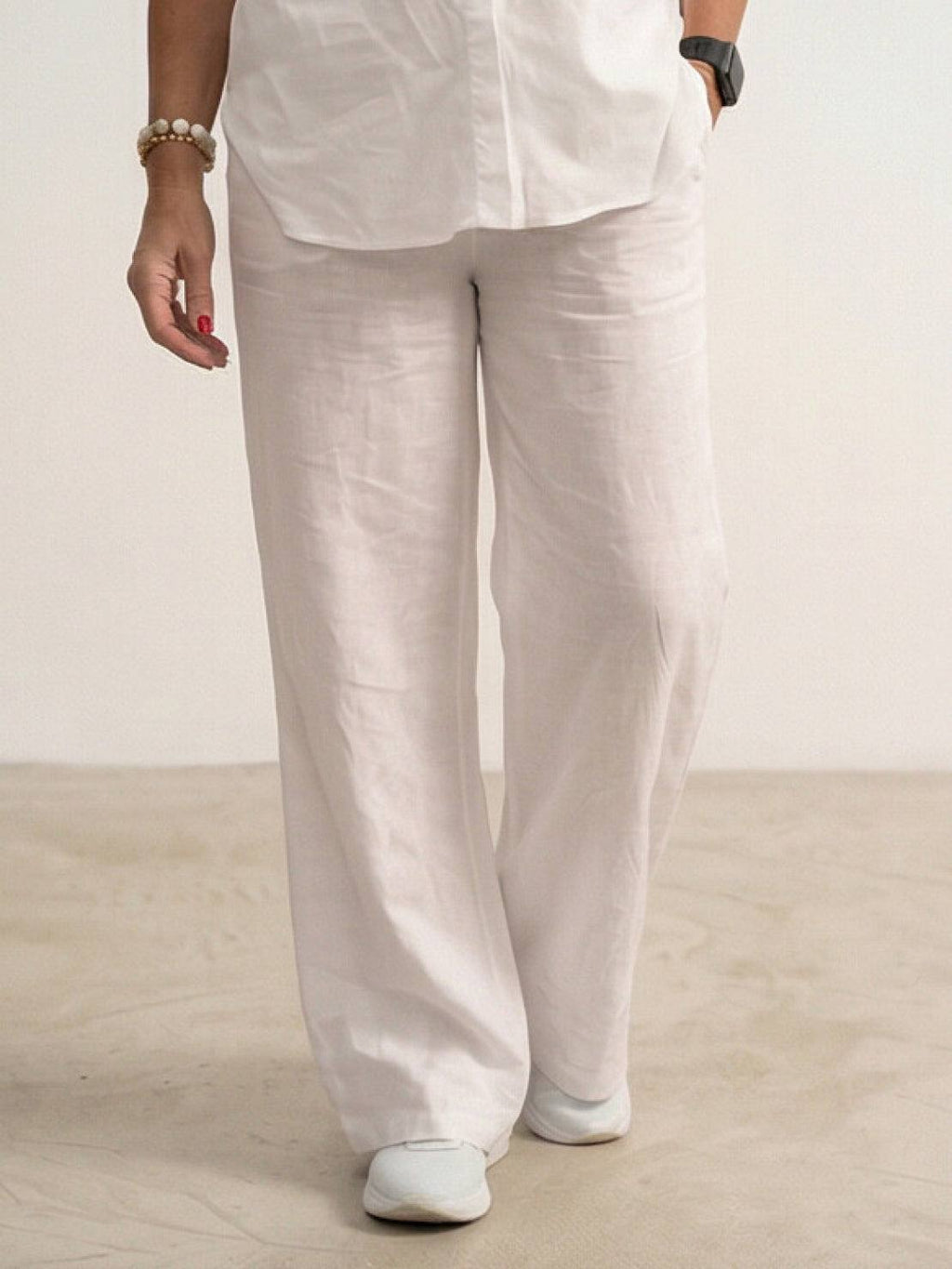 Women's Two Piece Trouser Set – Shirt and Wide Leg Pants Outfit