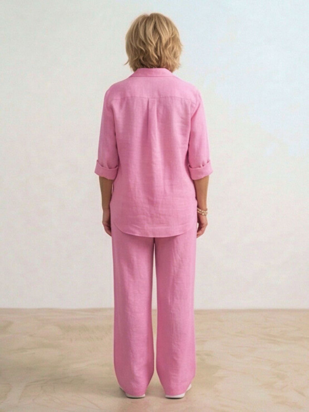 Women's Two Piece Trouser Set – Shirt and Wide Leg Pants Outfit