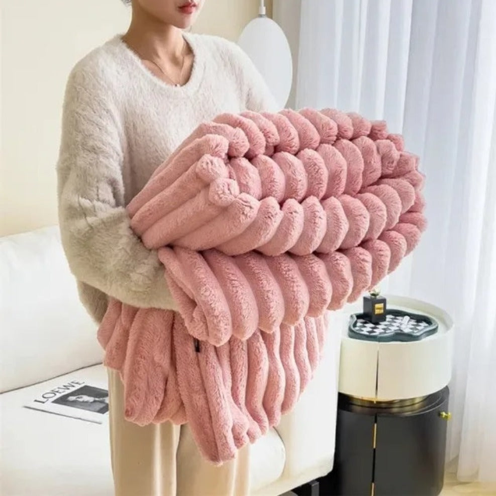 Ultrazachte geribbelde plaidstof voor warmte en comfort.