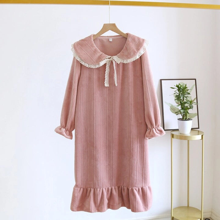Women’s Ruffled Lace Solid Pajama Set – Elegant Comfortable Sleepwear