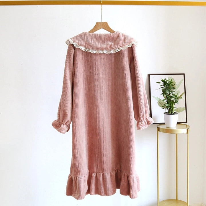 Women’s Ruffled Lace Solid Pajama Set – Elegant Comfortable Sleepwear