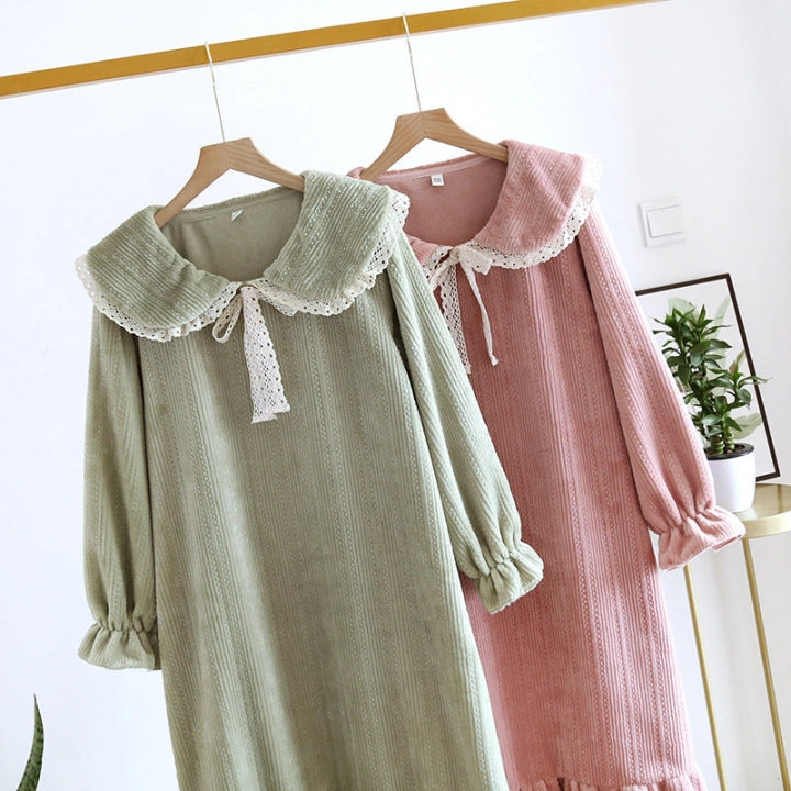 Women’s Ruffled Lace Solid Pajama Set – Elegant Comfortable Sleepwear