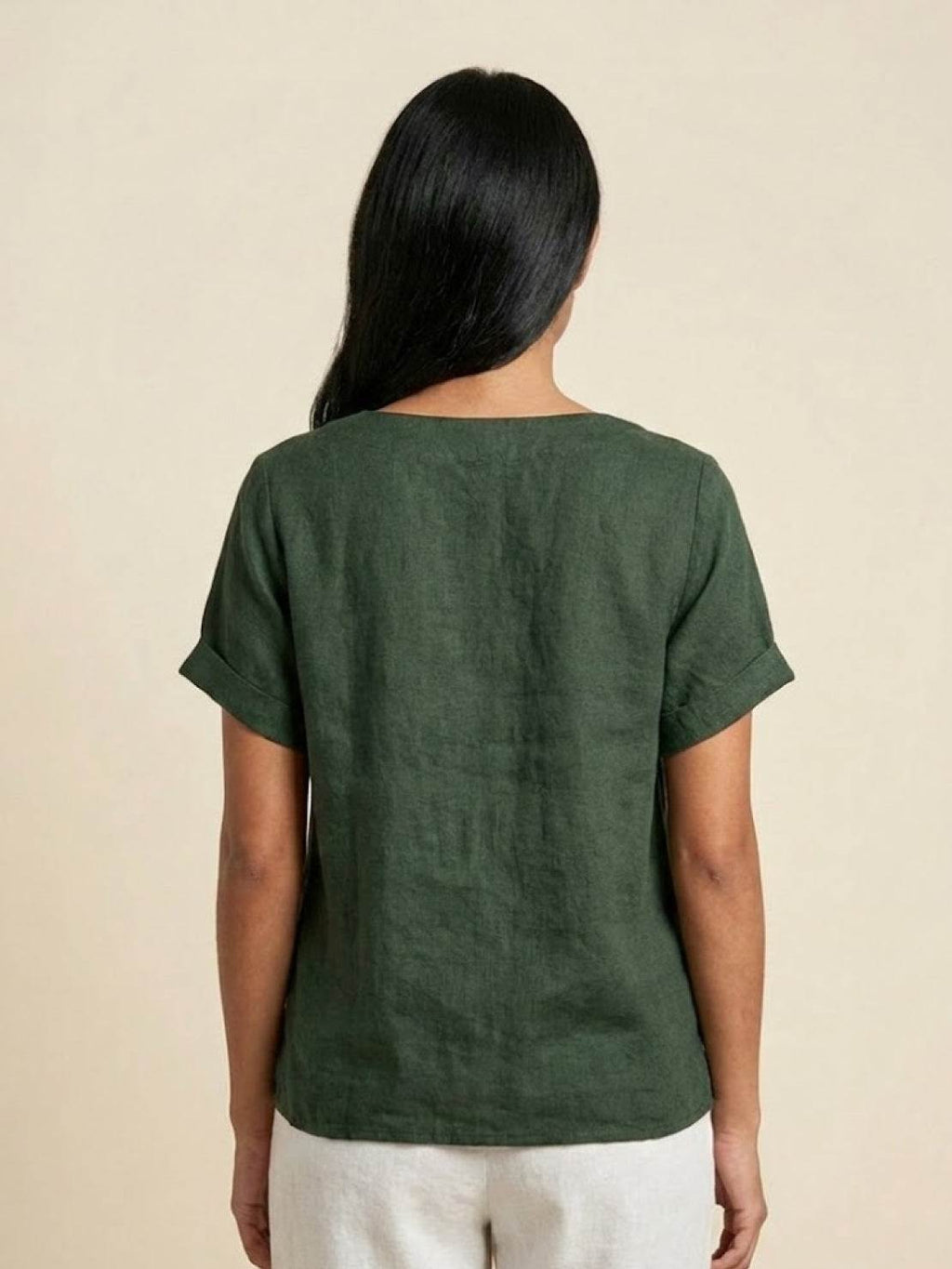 Women's Scoop Neck Short Sleeve Top – Button Detail Casual Everyday Shirt