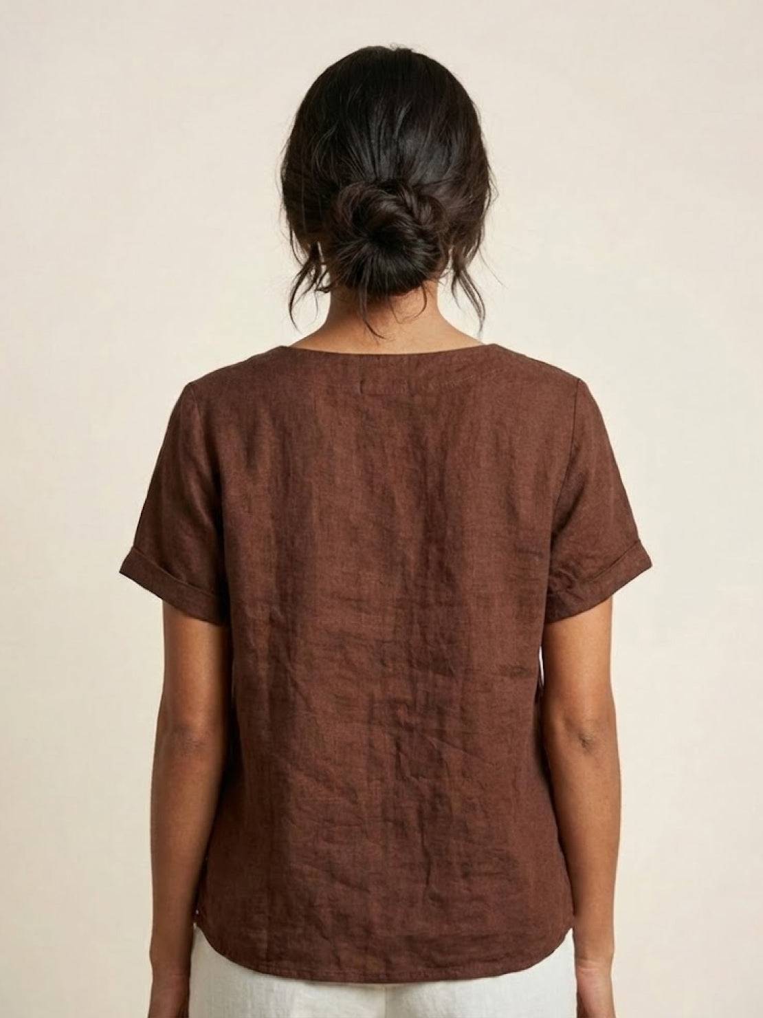 Women's Scoop Neck Short Sleeve Top – Button Detail Casual Everyday Shirt