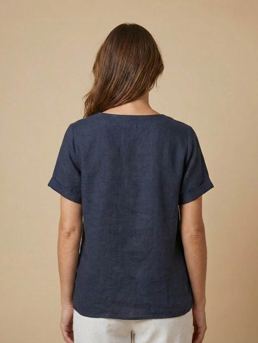 Women's Scoop Neck Short Sleeve Top – Button Detail Casual Everyday Shirt
