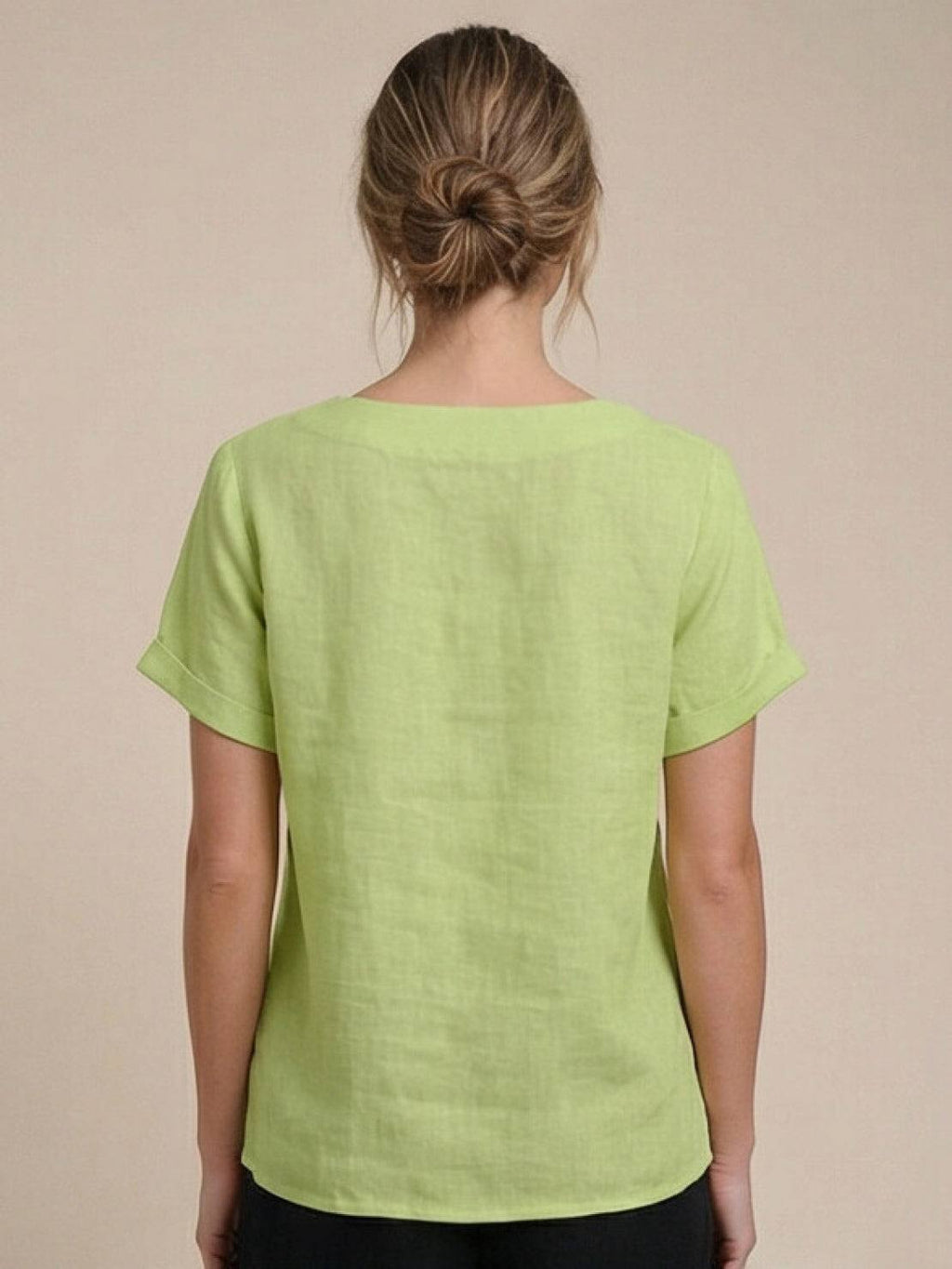 Women's Scoop Neck Short Sleeve Top – Button Detail Casual Everyday Shirt
