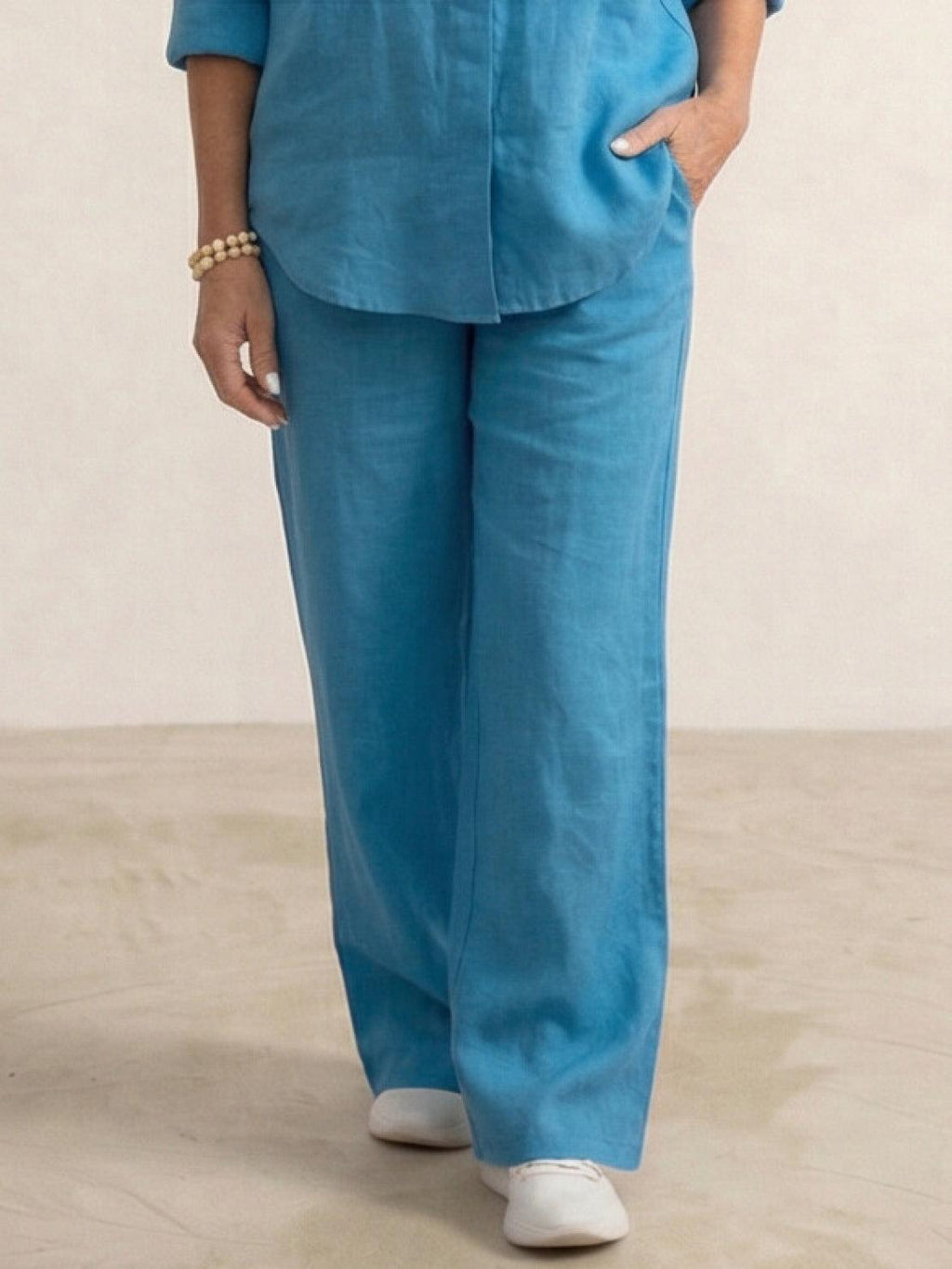 Women's Two Piece Trouser Set – Shirt and Wide Leg Pants Outfit