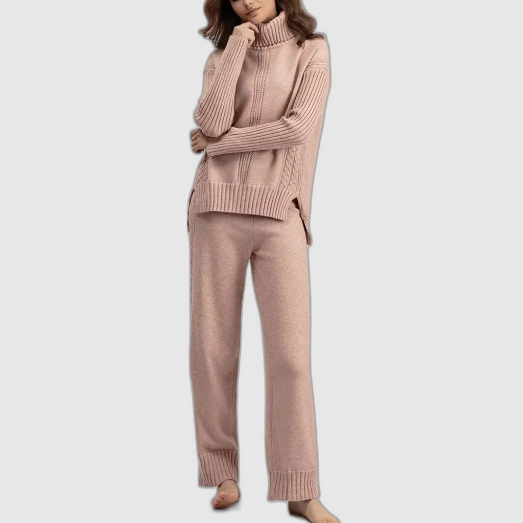 Women’s Turtleneck Sweater and Wide Leg Pants Set – Chic Comfortable Outfit