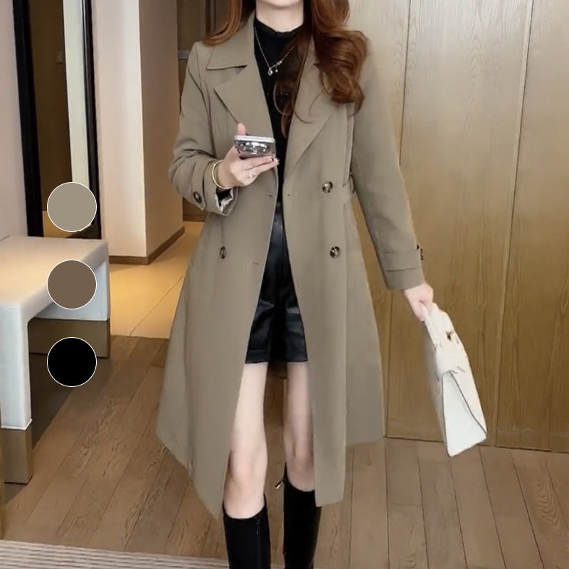 Women's Warm Trench Coat - Elegant Everyday Mid-Season Outerwear