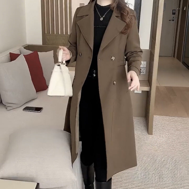 Women's Warm Trench Coat - Elegant Everyday Mid-Season Outerwear
