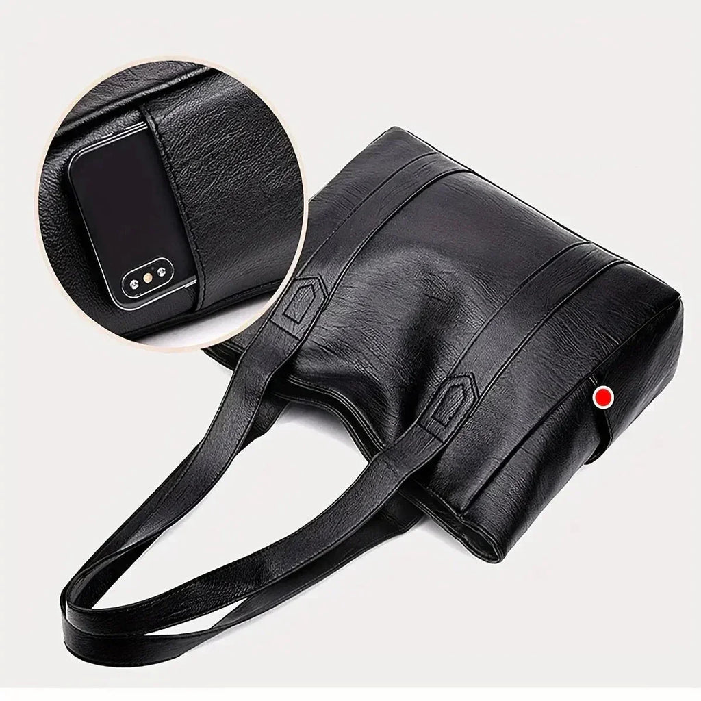 Women’s Genuine Leather Shoulder Bag – Classic Elegant Everyday Style