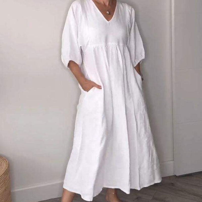 Women's V Neck Maxi Dress – Comfortable Chic Everyday Dress