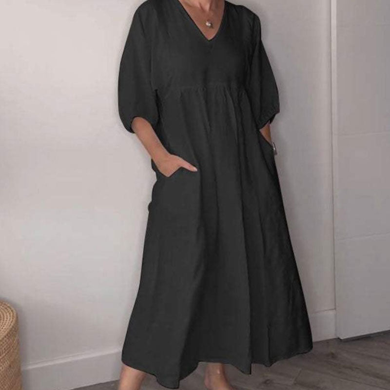 Women's V Neck Maxi Dress – Comfortable Chic Everyday Dress
