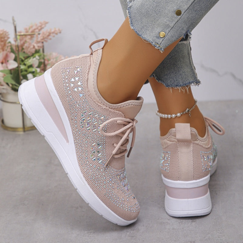 Women's Orthopedic Sneakers with Arch Support and Rhinestones – Comfortable Lightweight Walking Shoes