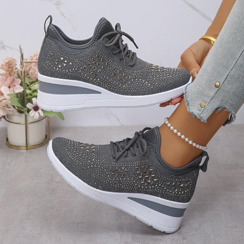 Women's Orthopedic Sneakers with Arch Support and Rhinestones – Comfortable Lightweight Walking Shoes