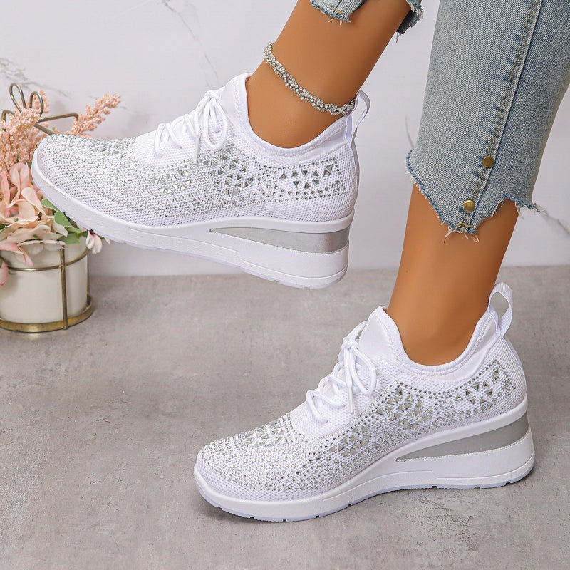 Women's Orthopedic Sneakers with Arch Support and Rhinestones – Comfortable Lightweight Walking Shoes