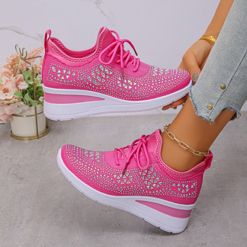 Women's Orthopedic Sneakers with Arch Support and Rhinestones – Comfortable Lightweight Walking Shoes