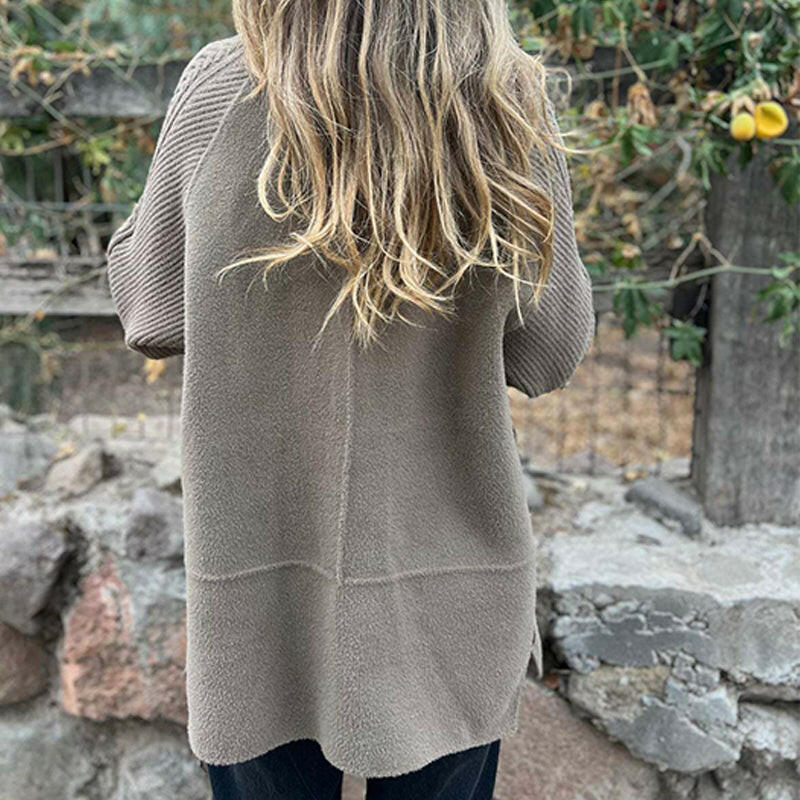 Long Coat With Knit Sleeves - Warm and Elegant