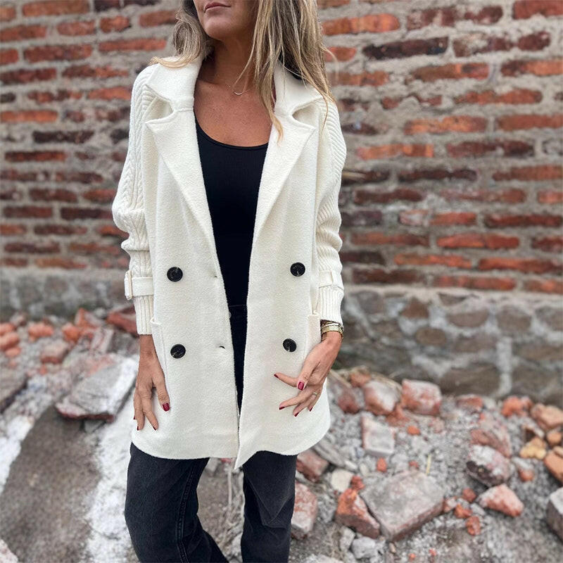 Long Coat With Knit Sleeves - Warm and Elegant