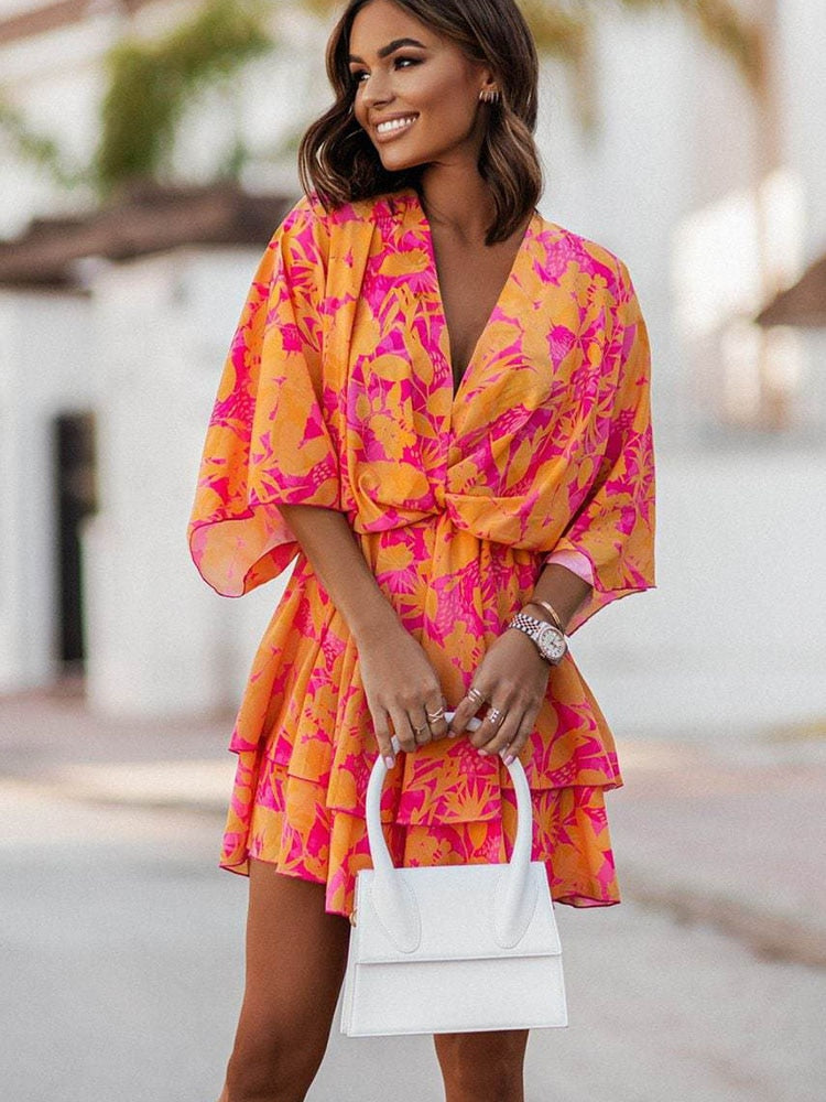 Women's V-Neck Summer Dress - Noelia Elegant Relaxed Silhouette