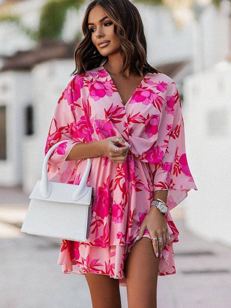 Women's V-Neck Summer Dress - Noelia Elegant Relaxed Silhouette