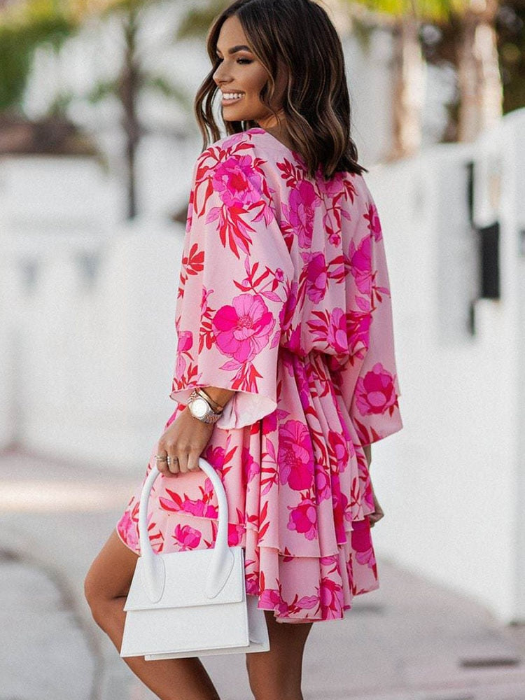 Women's V-Neck Summer Dress - Noelia Elegant Relaxed Silhouette