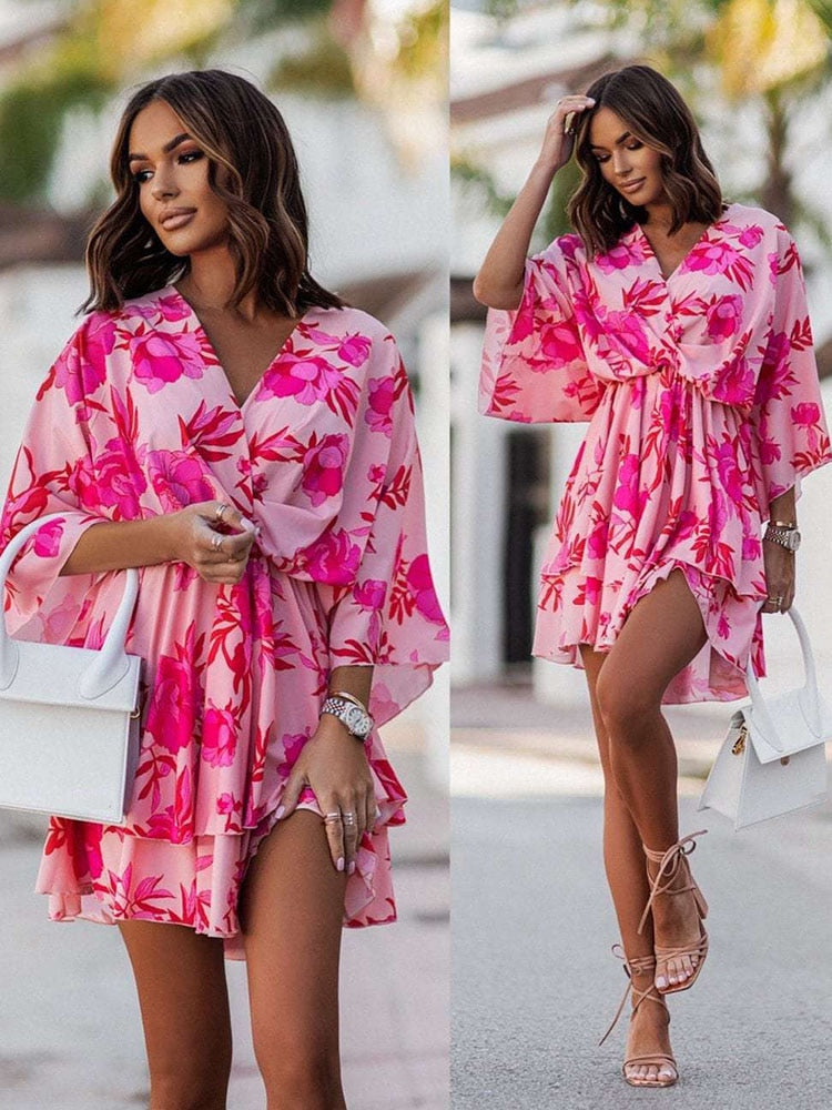 Women's V-Neck Summer Dress - Noelia Elegant Relaxed Silhouette