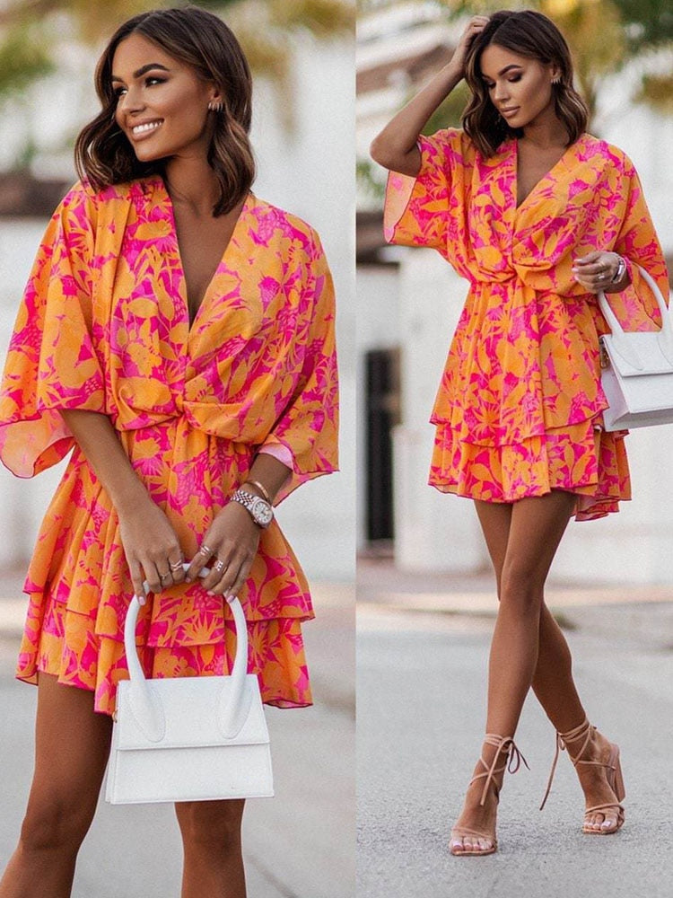 Women's V-Neck Summer Dress - Noelia Elegant Relaxed Silhouette