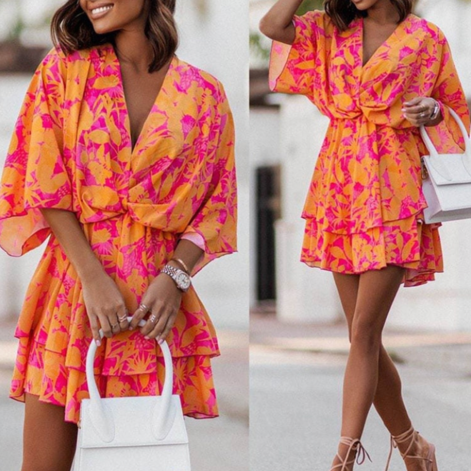 Women's V-Neck Summer Dress - Noelia Elegant Relaxed Silhouette