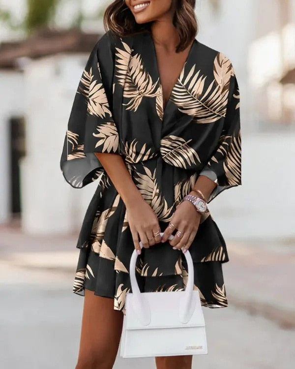 Women's V-Neck Summer Dress - Noelia Elegant Relaxed Silhouette