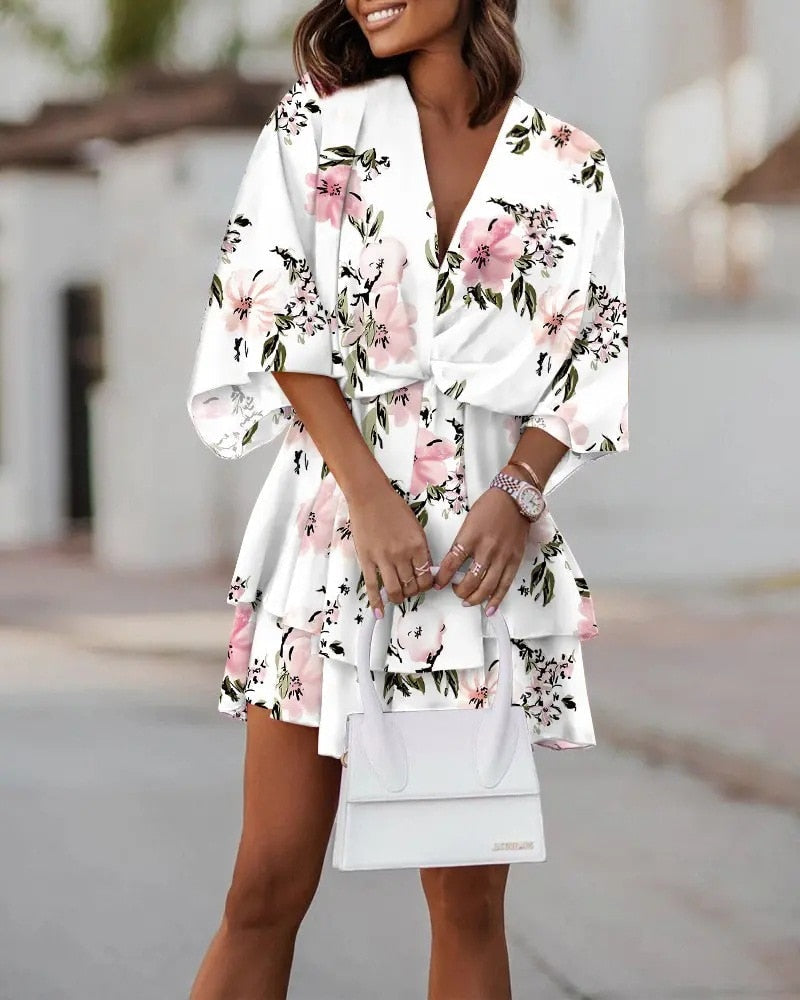 Women's V-Neck Summer Dress - Noelia Elegant Relaxed Silhouette