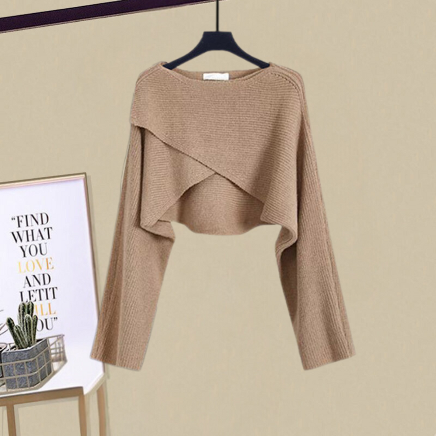 Mini Dress and Cropped Cardigan Set - Elegant and Soft