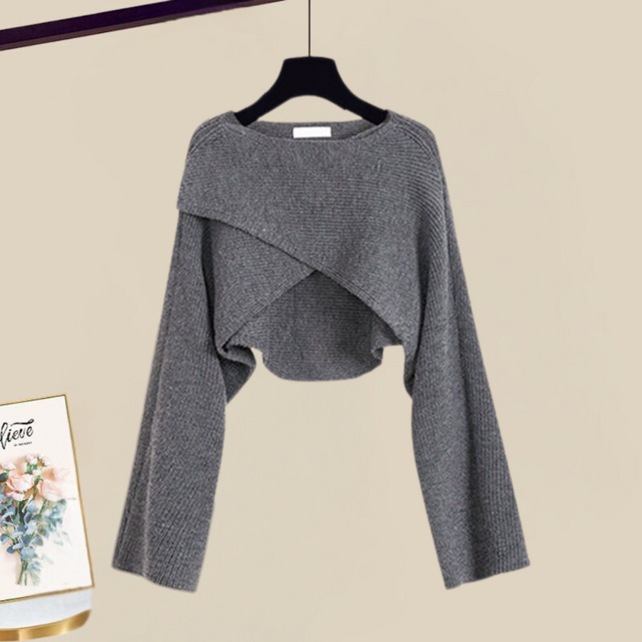 Mini Dress and Cropped Cardigan Set - Elegant and Soft