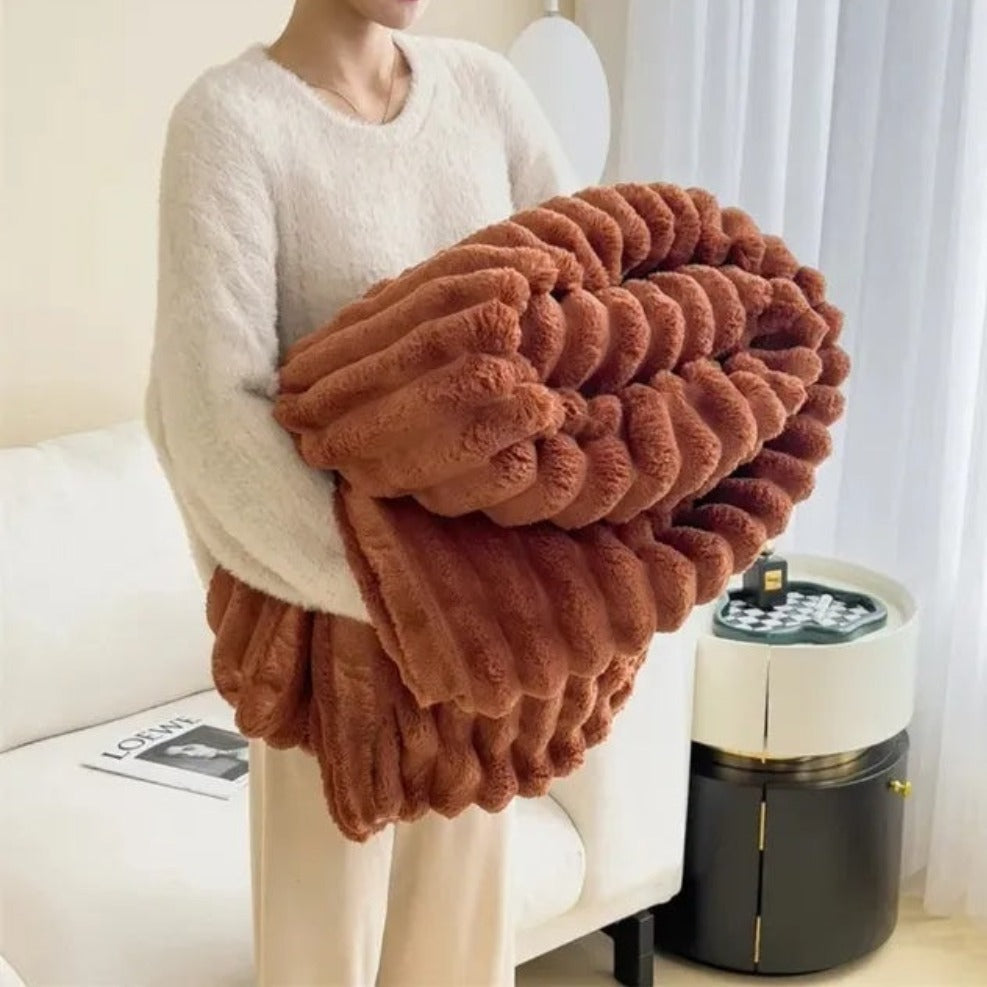 Ultrazachte geribbelde plaidstof voor warmte en comfort.