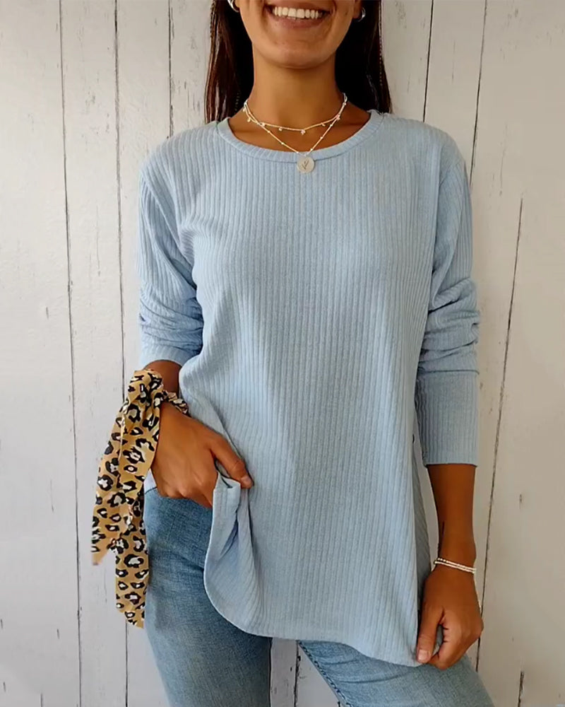 Women's Long Sleeve Crew Neck Knit Top - Soft Everyday Pullover